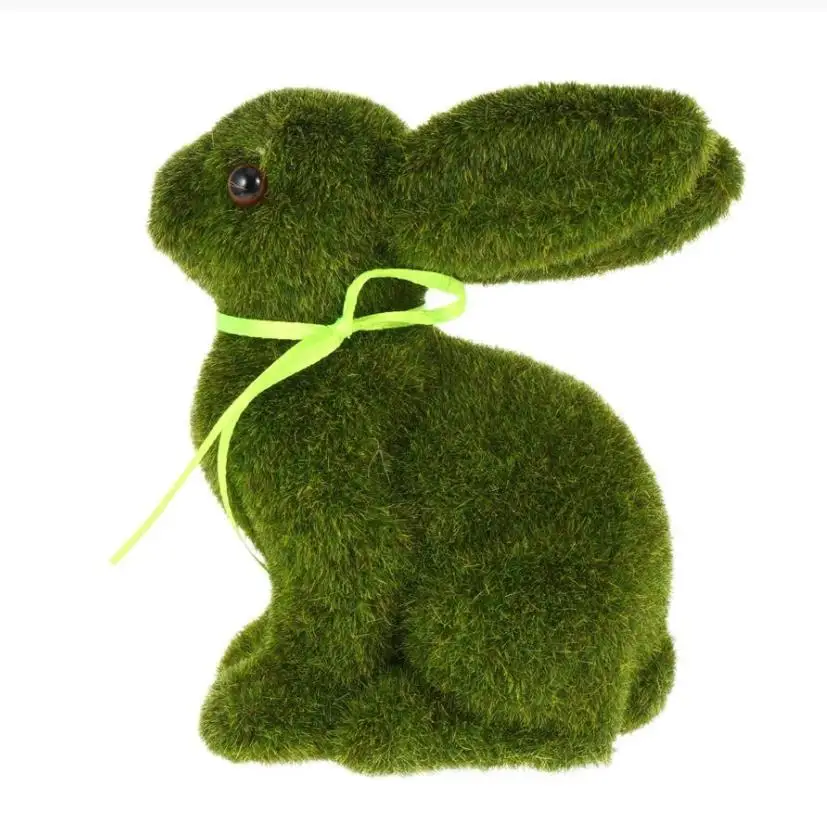 

New Easter Moss Bunny Flocked Rabbit Statue Festival Garden Yard Rabbit Figurine Home Decor Rabbit Easter Moss Rabbit Statue