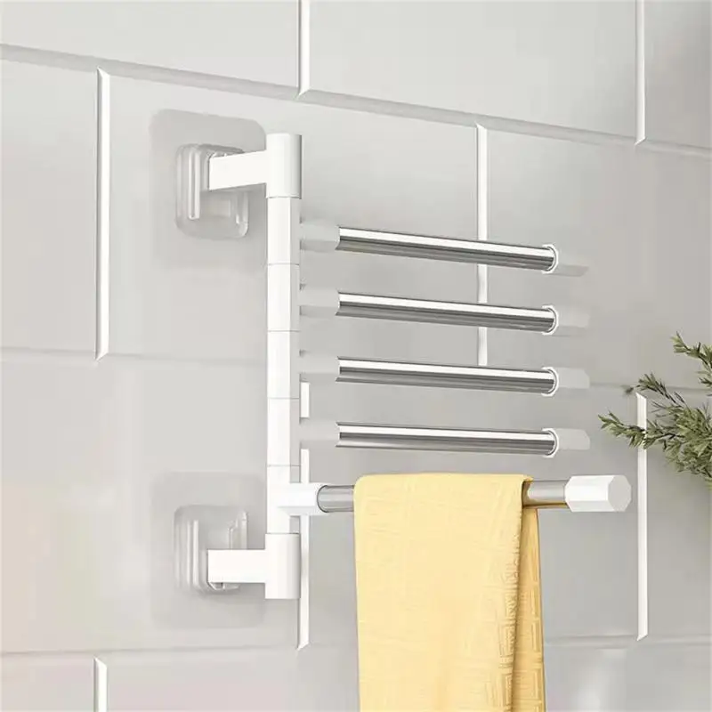 

Wall Mounted Towel Hanger Anti-rust Anti-corrosion Bathrooms Accessories Rotatable Bathroom Towel Rack Kitchen Shelf 180°swivel