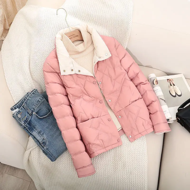 

Women Thin Jacket New 2022 Autumn Winter Slim Fit Light Down Padded Small Coat