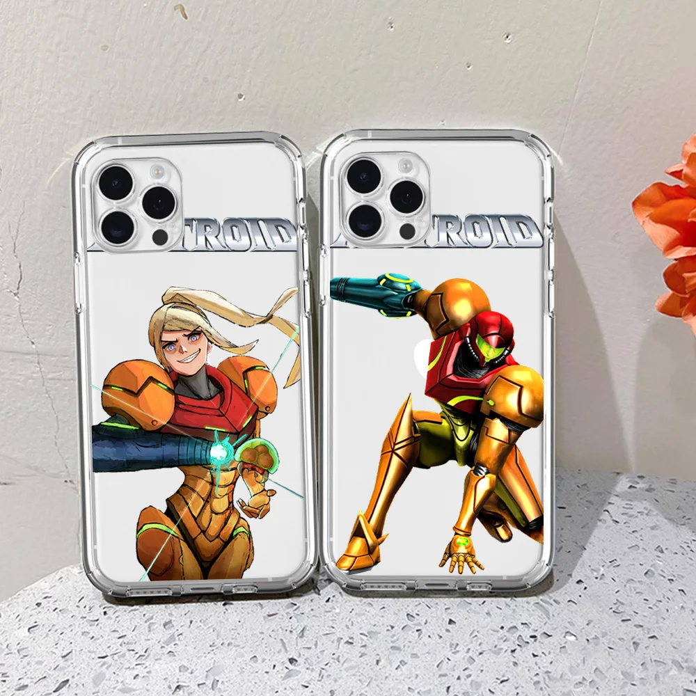 Игровой M-METROIDs для iPhone 16 15 13 14 12 11 Pro Plus MAX XS мини-прозрачный чехол телефона