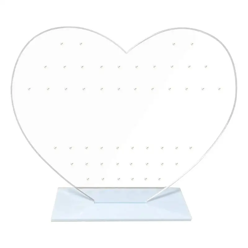 

Earring Holder Stand Ear Studs Rack Heart Shaped Transparent Acrylic Jewelry Storage Organizer With 50 Holes Space Saving Stand