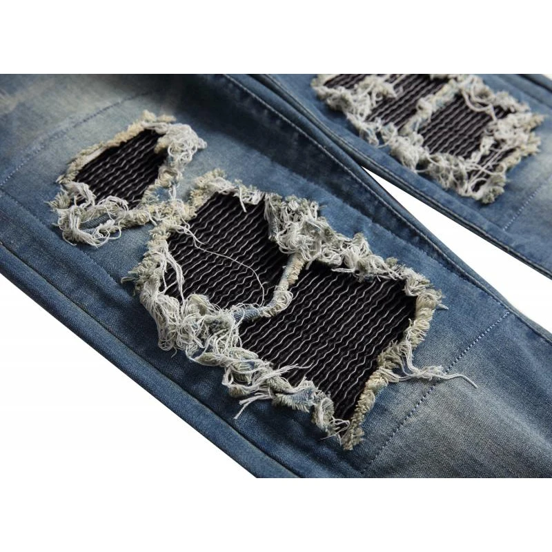 Men Jeans Men's Straight Casual Designer Fashion Long Pants Hole Elasticity Jean Homme Slim Denim Trousers Biker High Quality