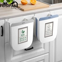 2022 home kitchens hanging trash bin wall mounted cabinet door with lid fold kitchen garbage cans kitchen storage acccessories