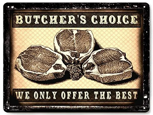

Butcher shop meat metal Sign beef steak pork chops deli / vintage antique style butcher shop Wall decor