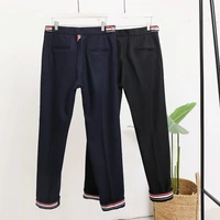autumn and winter thickened woolen pants mens rolled edge tb nine point pants small feet sheep casual pants tb trousers tide