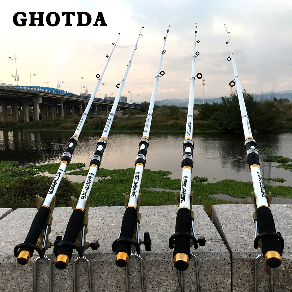 

Спиннинговое удилище из углеродного волокна GHOTDA, 2,1-3,6 м, Телескопическое удилище для спиннинга, удобная впитывающая Пот ручка
