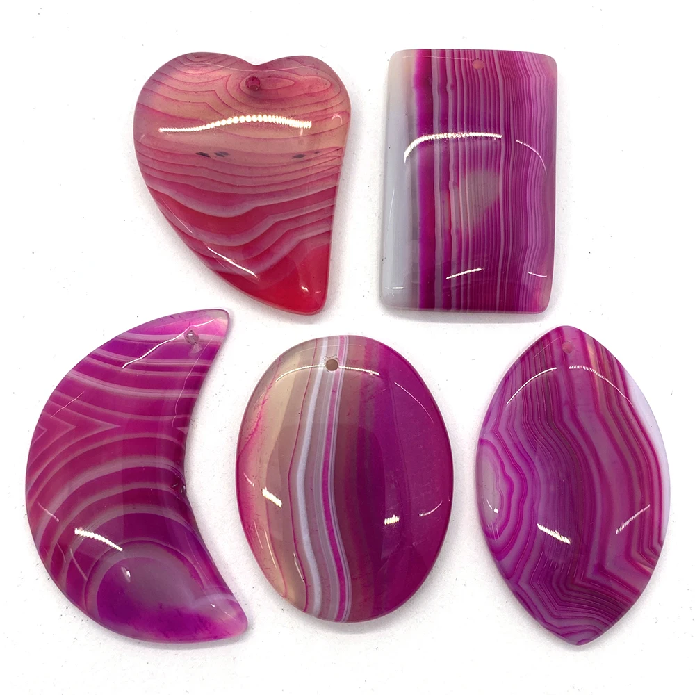 

5pcs Natural Stone Agate Pendant Heart Shaped Purple Crystal Quartz Pendant Jewelry Making DIY Necklace Earrings Accessories