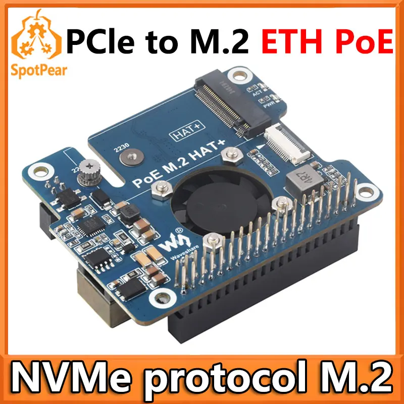 Фото Плата расширения питания Raspberry Pi 5 ETH Ethernet PoE с разъемом PCIe для M.2 NVMe SSD №1