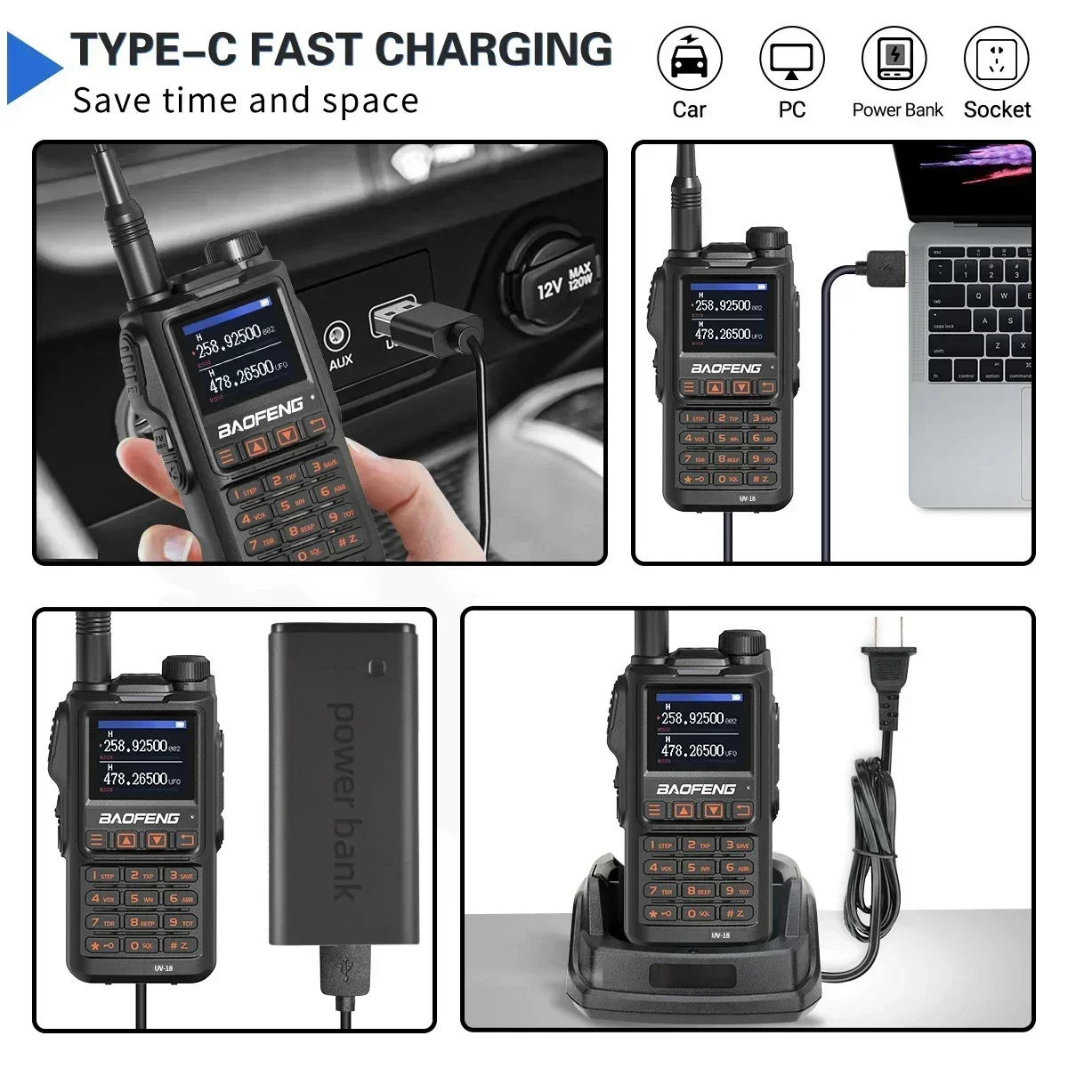 Официальный магазин Baofeng UV-18 Pro Walkie Talkie 5 Вт Беспроводная частота копирования 999CH