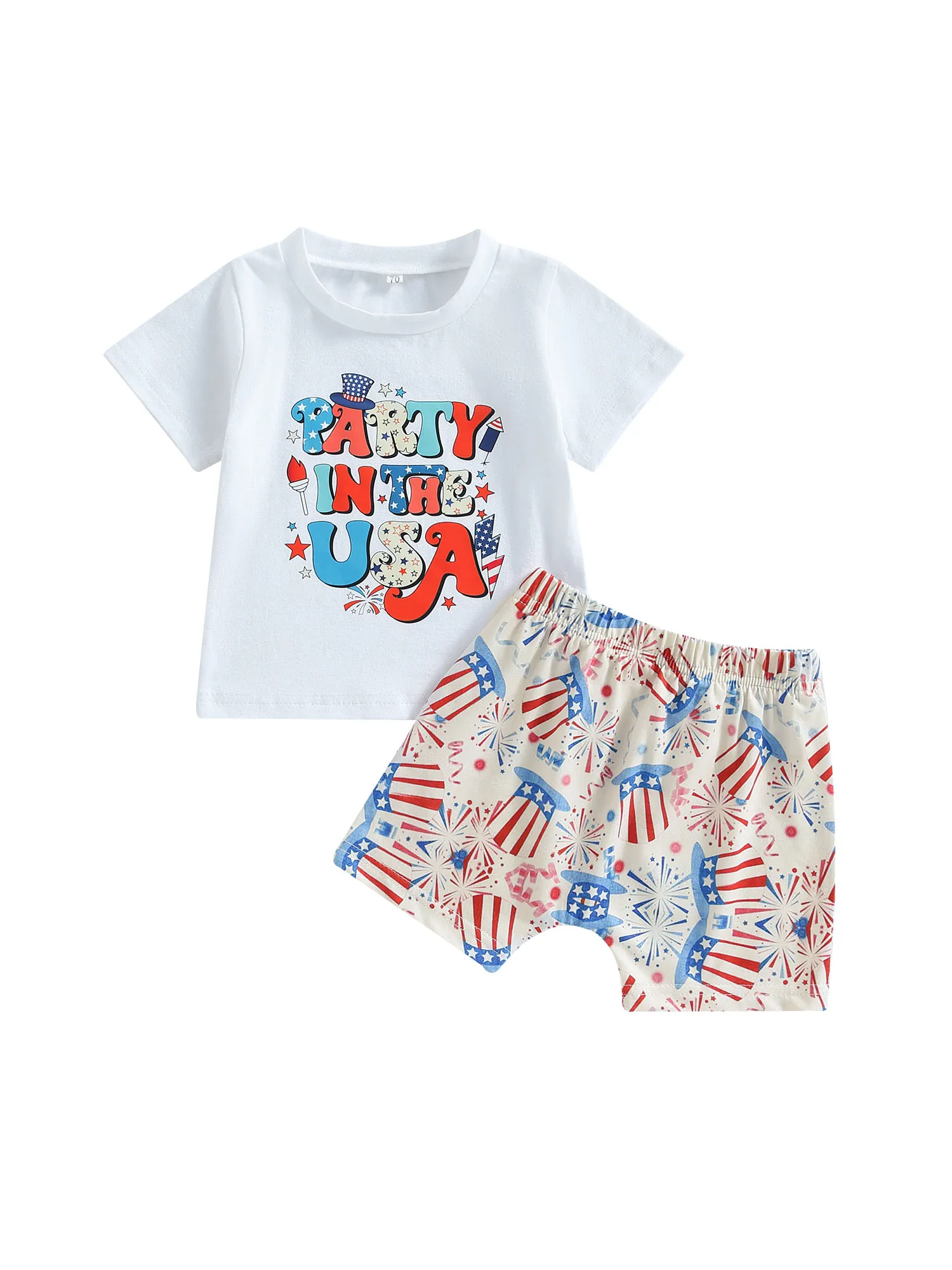 

Omkzanbi 4th of July Baby Boy Outfit American Cowboy T-Shirt Jogger Shorts Toddlers Independence Day Western Summer Clothes