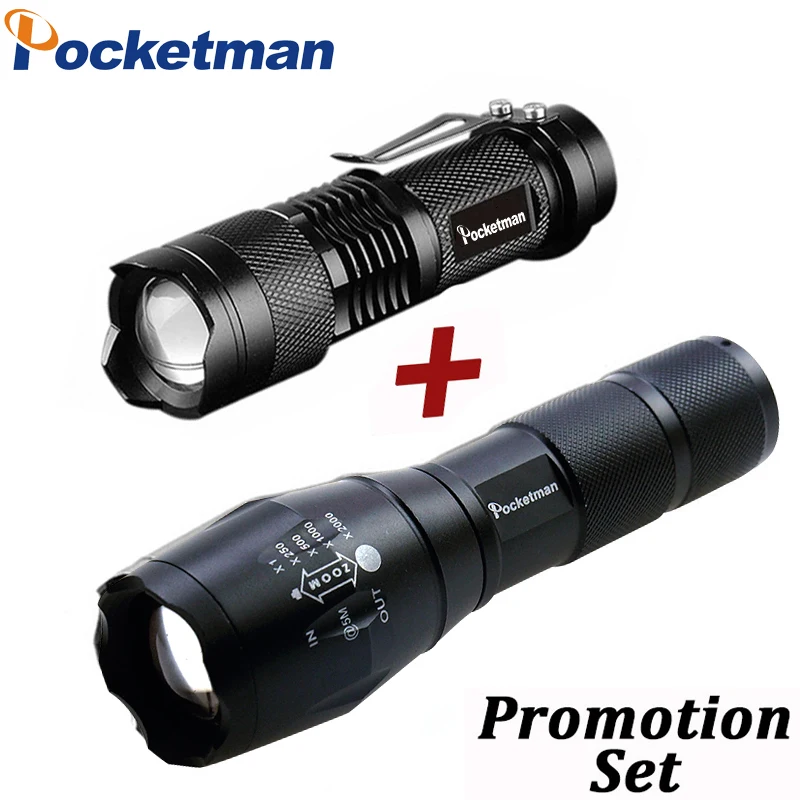 

LED Flashlight T6 Tactical Flash Light + Q5 Mini Torch Lanterna Zoomable Waterproof Flashlight Bike