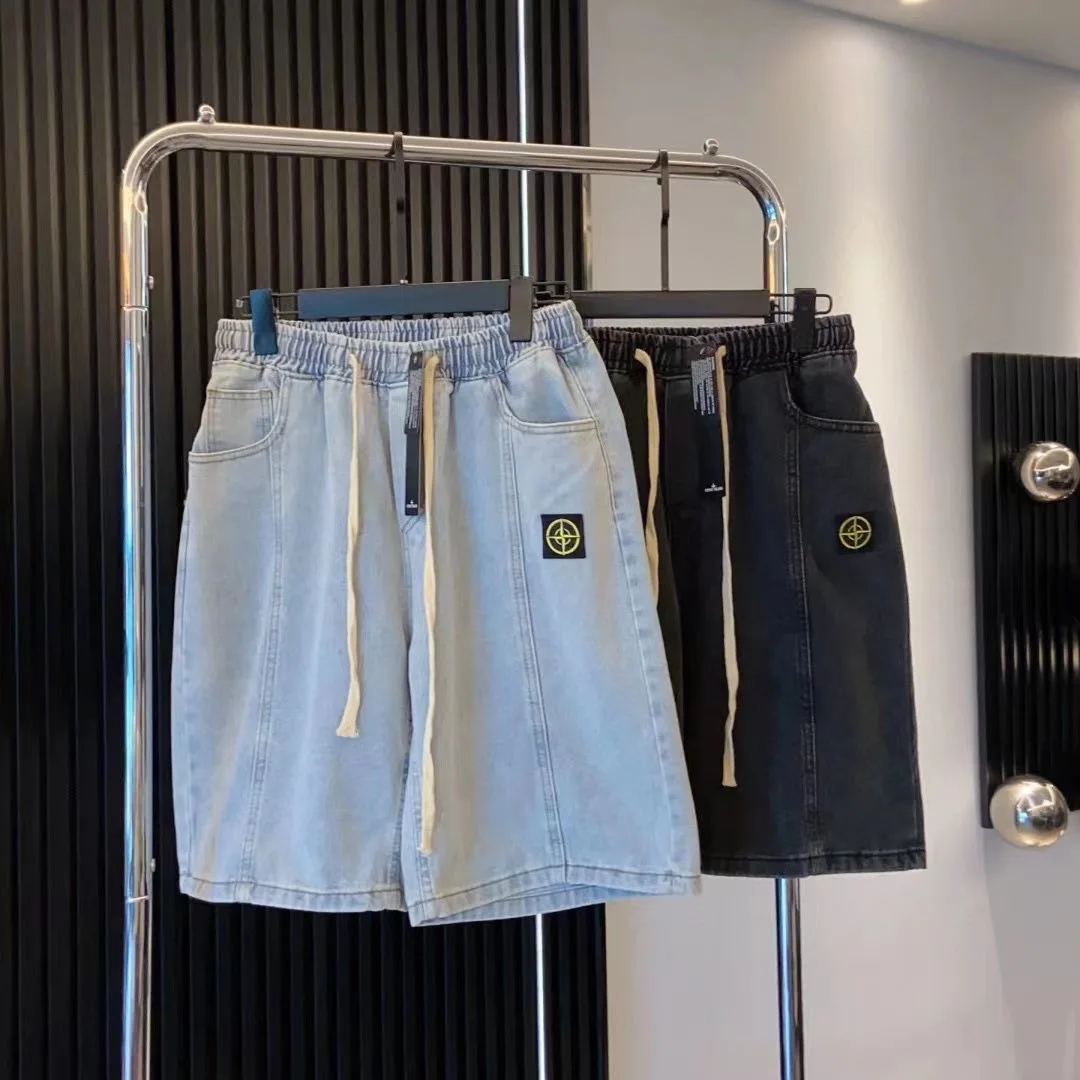 

2023 Summer Popular High Quality Cowboy Shorts Drawstring Embroidery Denim Shorts with Pockets Trendy All-match Unisex