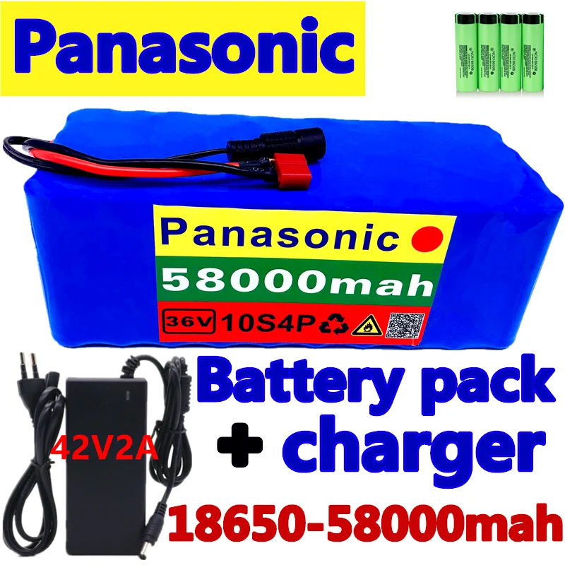 

100% Оригинальный аккумулятор Panasonic 36 В 10s4p 58 Ач 36 В 18650 аккумулятор 1000 Вт 42 в 58000 мАч Электрический велосипед BMS + зарядное устройство 42В 2A