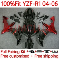 injection body for yamaha yzf r1 yzf r1 r 1 1000cc yzf1000 yzfr1 2004 2005 2006 yzf 1000 04 05 06 fairings red flames 3no 111