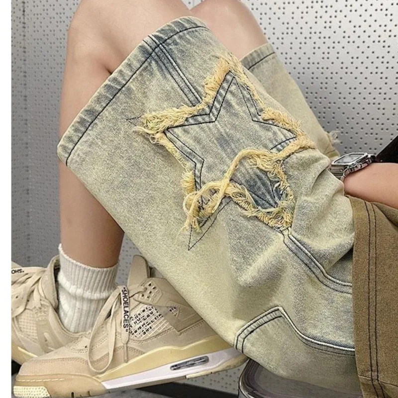 Хип-поп Y2k Star Мешковатые джинсы Мужская одежда Джинсовые шорты Повседневная