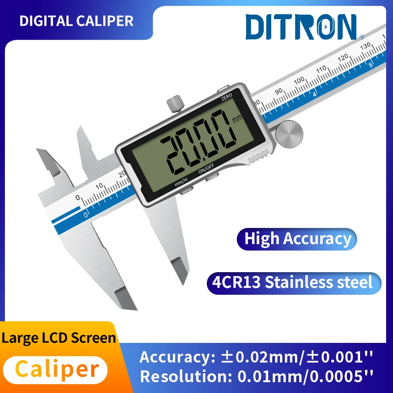 

DITRON 150mm Large LCD Screen Digital Caliper Stainless Steel Metal Digital Vernier Caliper for Measuring Tools