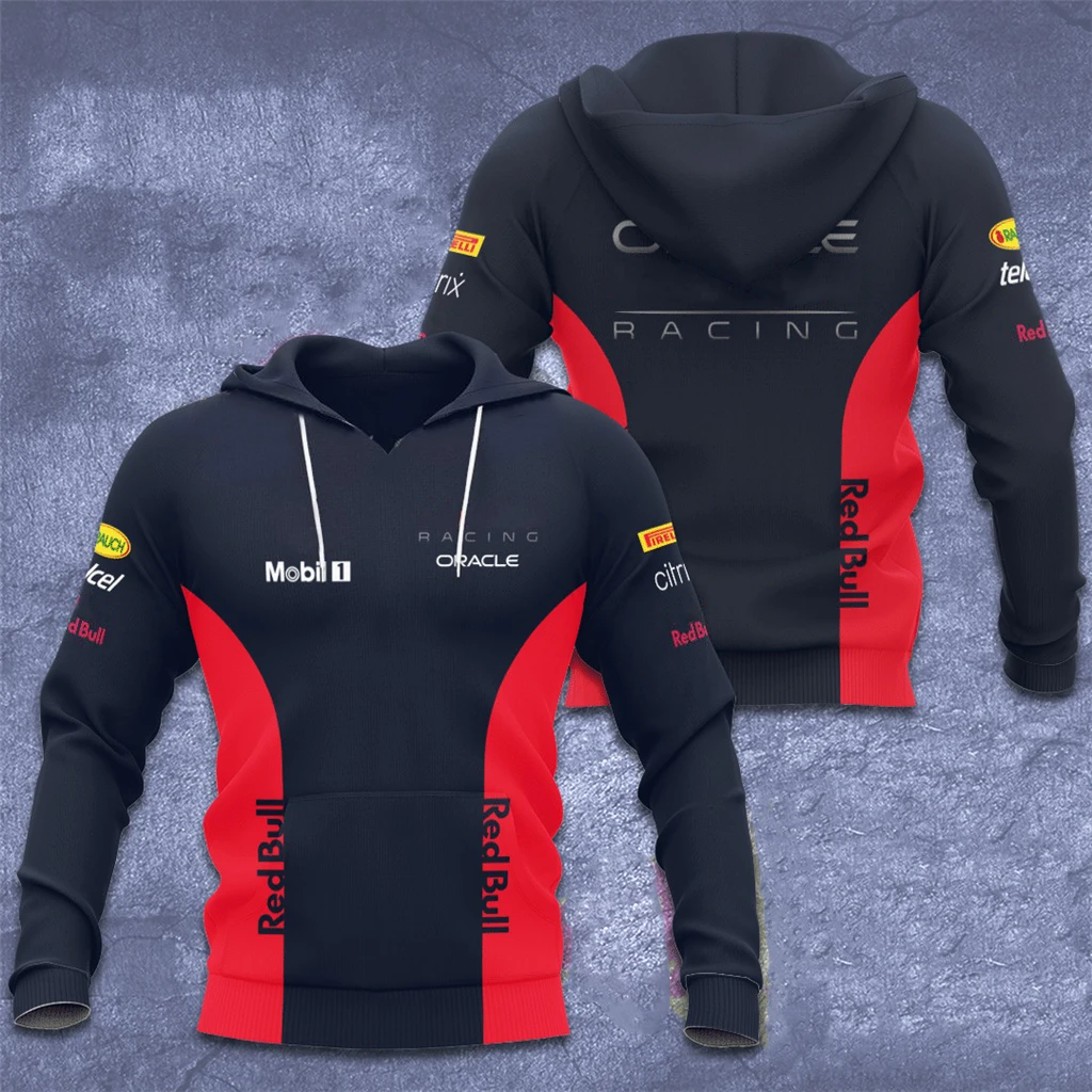 

2023 Latest Formula One Racing Men's Sweatshirt 3D Red Print Popular Road Racing Jacket Children's Hoodie Casual Bull Pullover