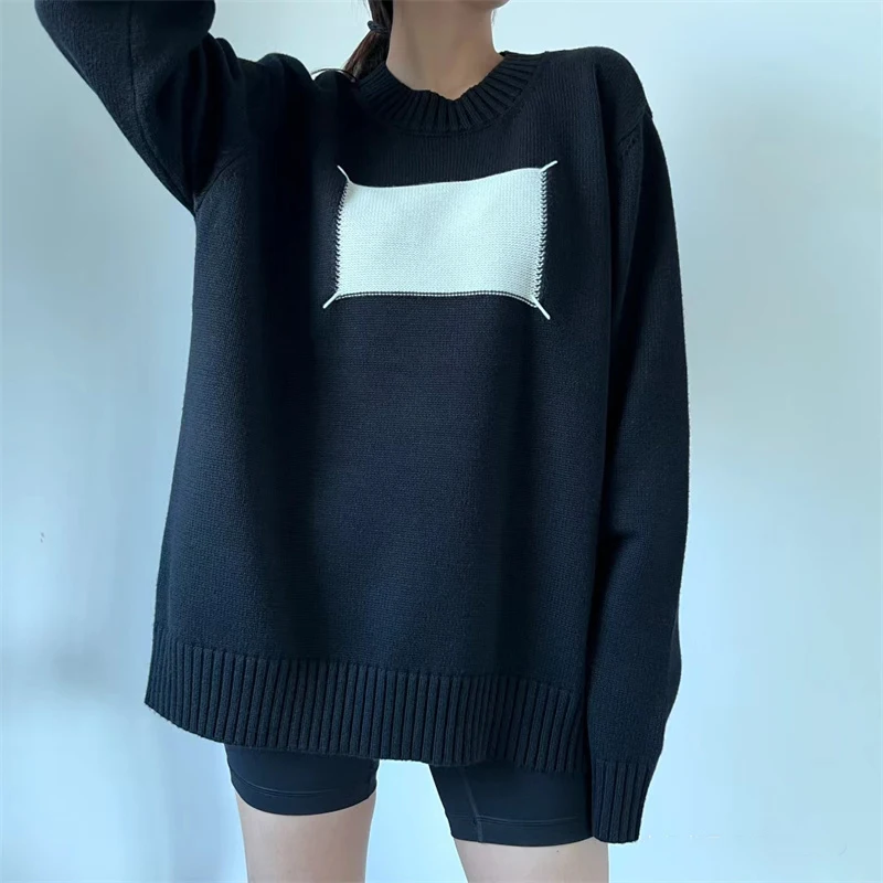 

New MM6 Magilla High Quality High Street Fashion Brand ⑥ Letter Jacquard Hooded Sweater