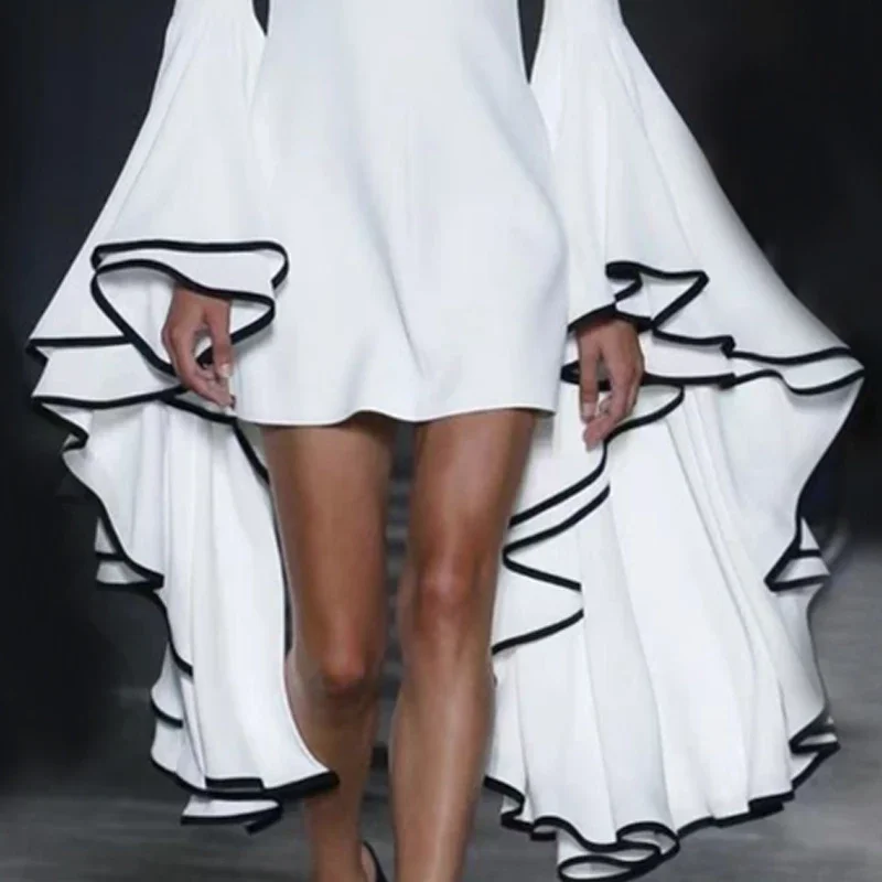 Beautyblue белое пляжное платье женские мини-платья новое элегантное с рюшами и