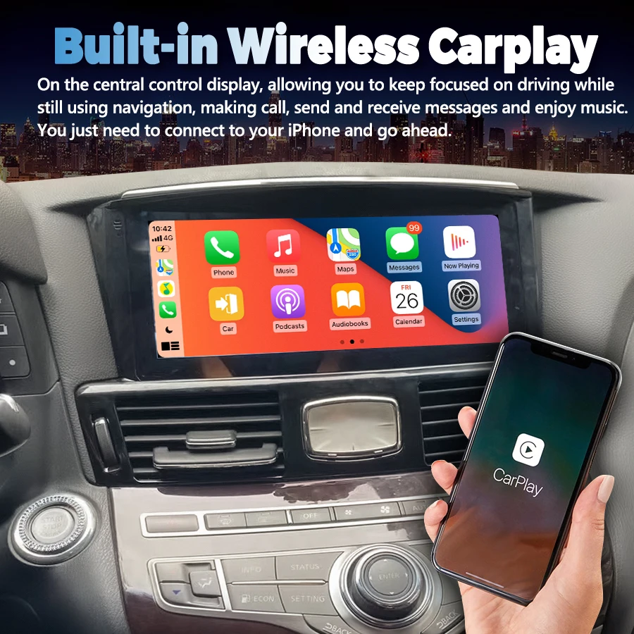 10 25-дюймовый экран для Infiniti Q70 Q70L M25 M35 M37 M56 2013-2019 Android 14 автомобильный радиоприемник