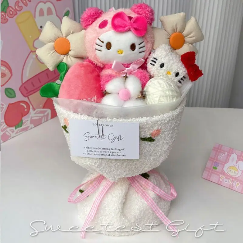 

Anime Sanrios Kawaii Hello Kittys Kuromi New Stuffed Plushie Flower Bouquet My Melody Cinnamoroll Pompompurin Cute Plush Bouquet