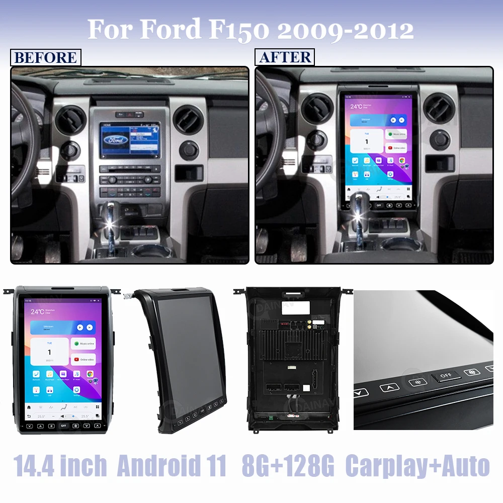 Qualcomm Android11 GPS Navigation For Ford F150 2009-2012 Tesla Style Car Radio Head Unit DVD Multimedia Player Autoradio Stereo - купить по