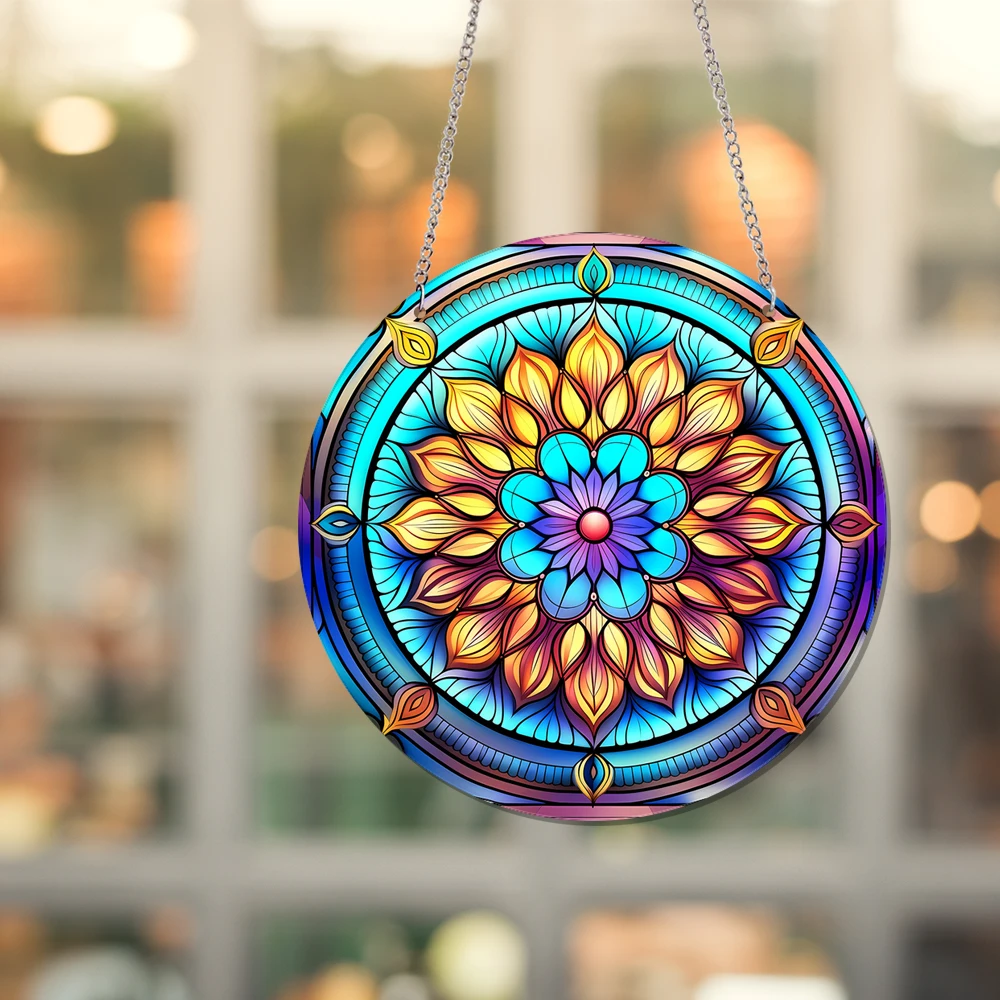 Висячее окно с цепочкой акрилом цветение золотых цветов во многих направлениях