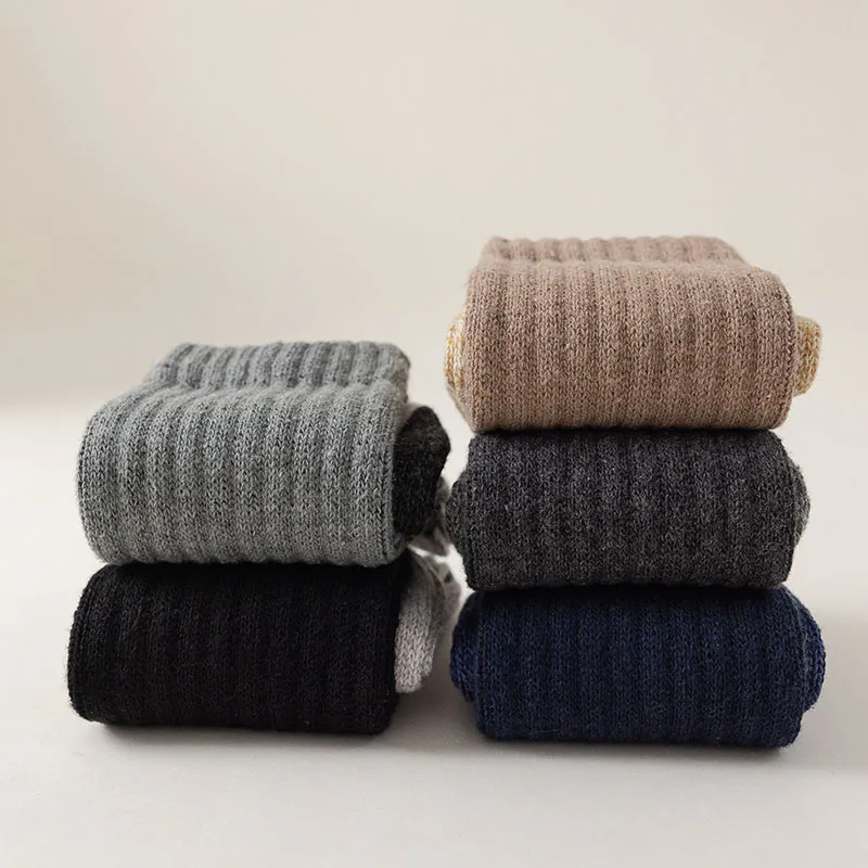 Winter Men's Wool Socks Thick Warm Fashion Casual Cashmere Socks Large Size Harajuku Retro Cashmere Socks Men 5 Pair