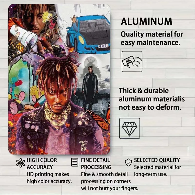Металлическая вывеска Juice Wrld рэпера музыкальный постер украшение для геймерской