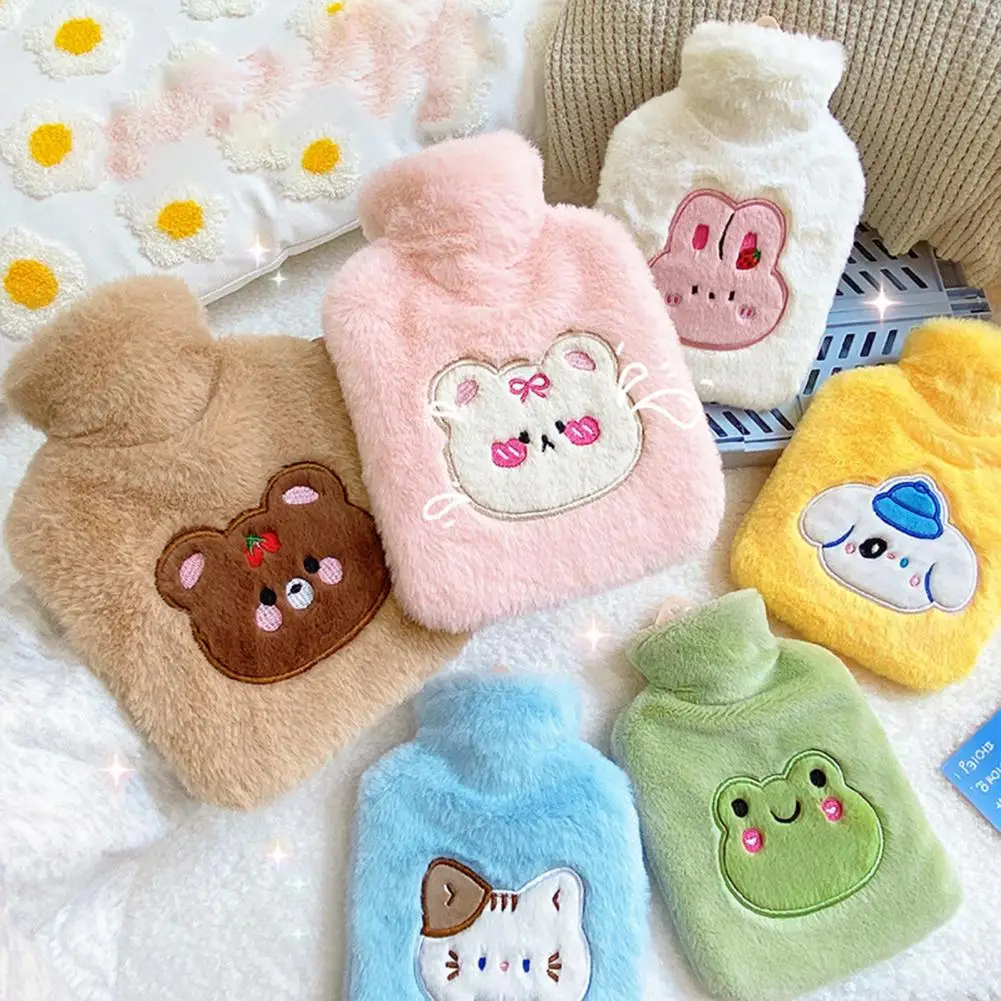 

350ml Hot Water Bag Good Heat Retention Watertight Large Capacity Children Gift Cute Animals Shape Hand Warm Pouch for Trip