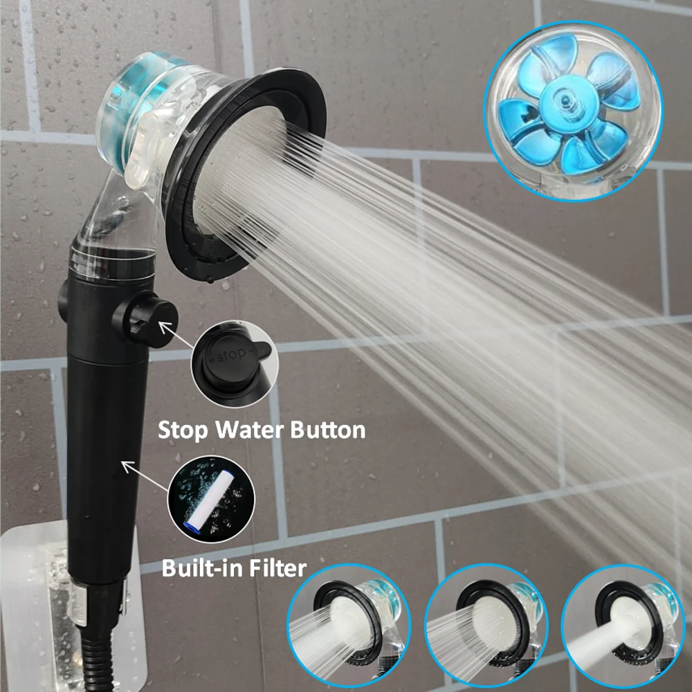 

High Pressure Large Flow Shower Head 3 Modes Water Saving Spray Nozzle Massage Rainfall Propeller Shower Bathroom Accessories