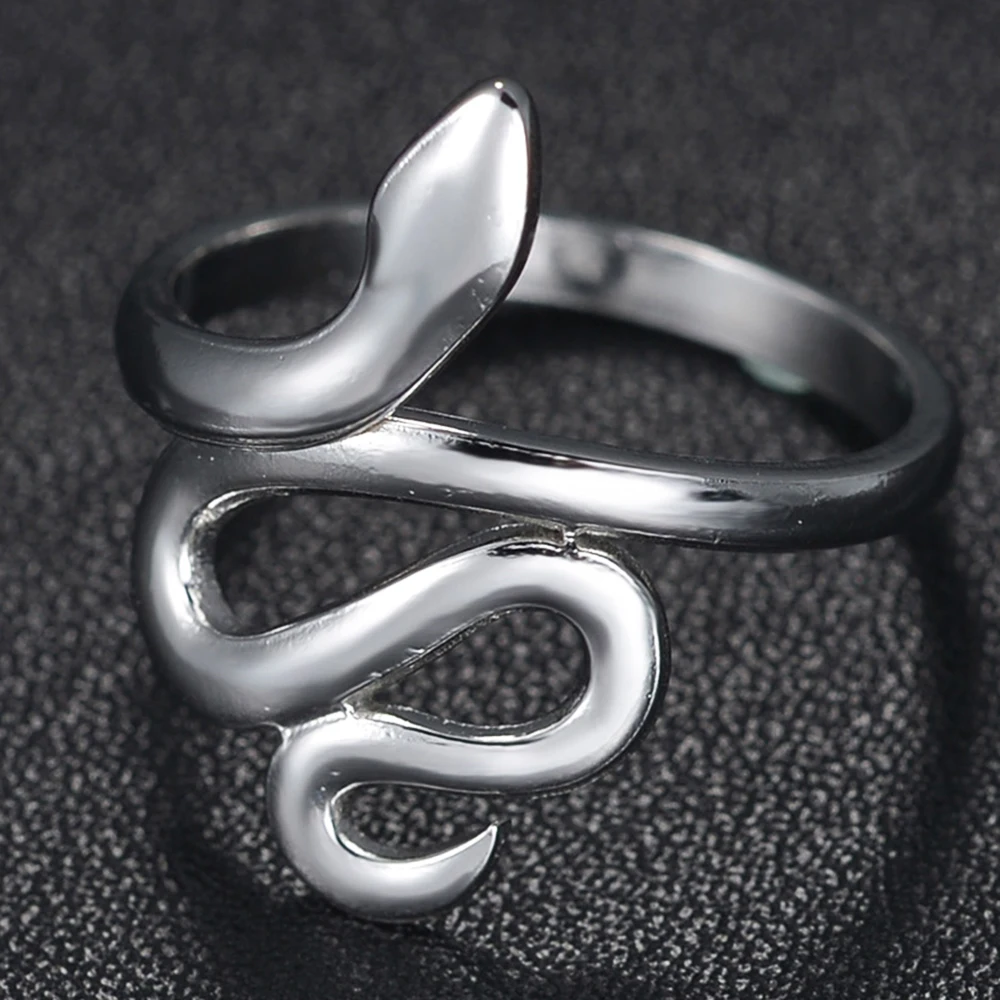 

Silver Color Punk Snake Shape Open Adjustable Finger Rings for Men Women Simple Ring Fine Jewelry Gift Hot Sale