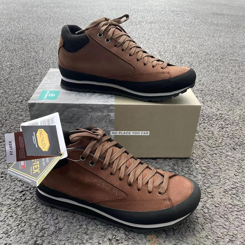 Men`s Genuine leather GTX  Waterproof anti-slip hiking walking shoes mens casual sports flat trekking climbing shoes