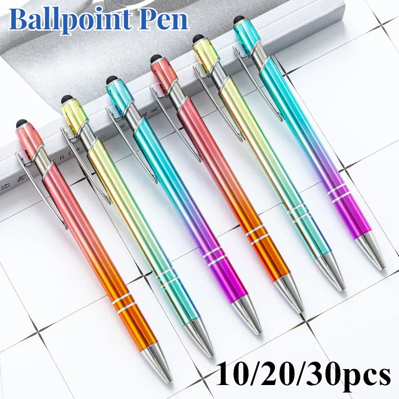 

5/10/30/Pcs Gradient Color Ballpoint Pen Writing Office School Supplies 1.0mm Black Ballpoint Pen Metal Pens Student Stationery