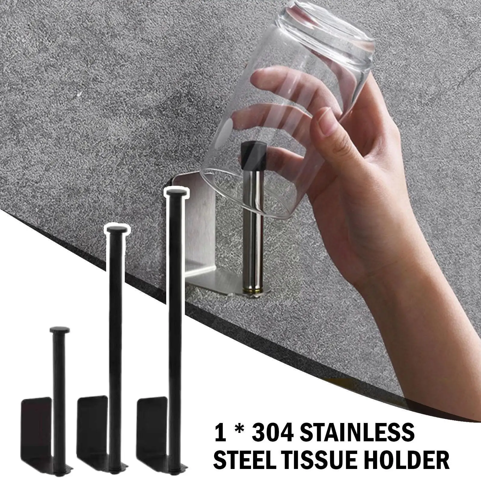 

Steel Toilet Roll Paper Holder Organizers Punch-free Toilet Tissue Mount Wall Towel Rack Bathroom Accessories Kitchen X8g7