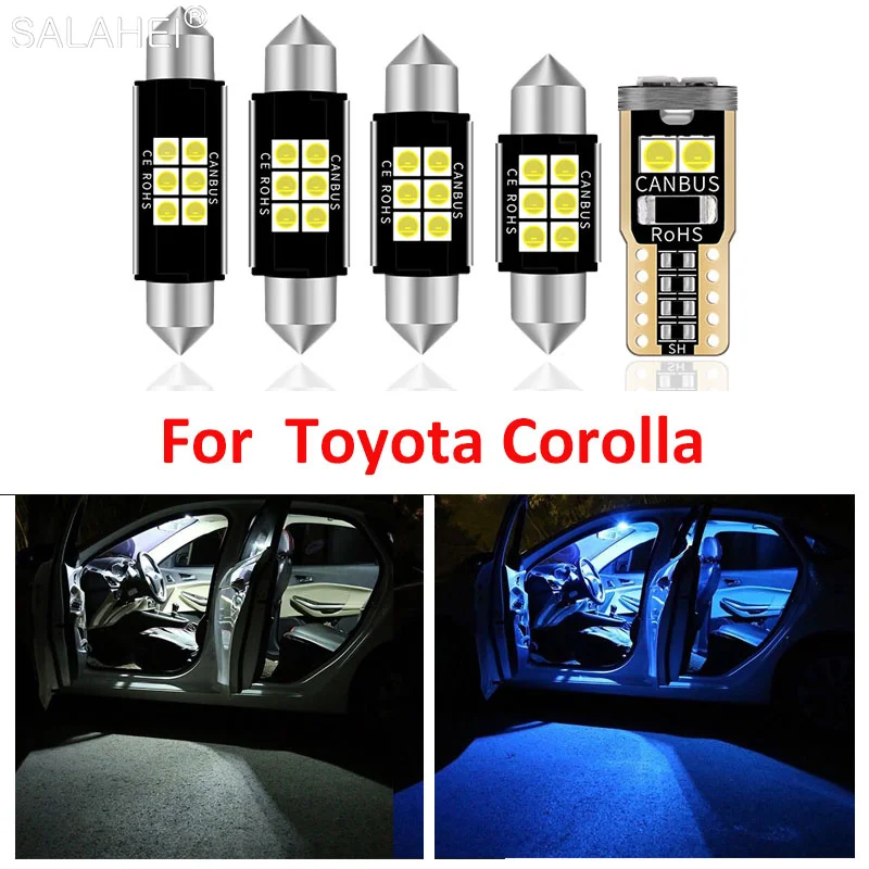 8pcs Car Interior LED Light Bulbs For Toyota Corolla 2003 2004 2005 2006 2007 2008 2009 2010 2011 Map Dome License Plate Lamp
