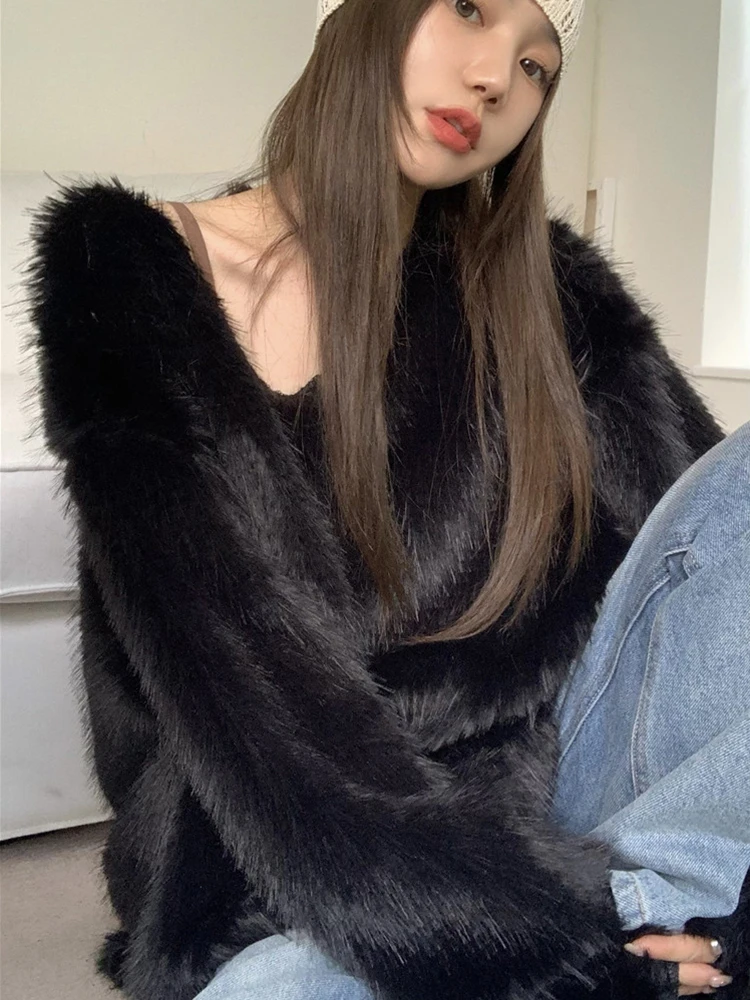 

Женский свитер, эстетичный пуловер, вязаный свитер с длинным рукавом на осень и зиму, женская одежда 2022, корейское модное пальто