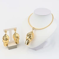 large jewelry set for women big pendant ice cream shape earrings turkish gold plated necklace design for african nigeria gift