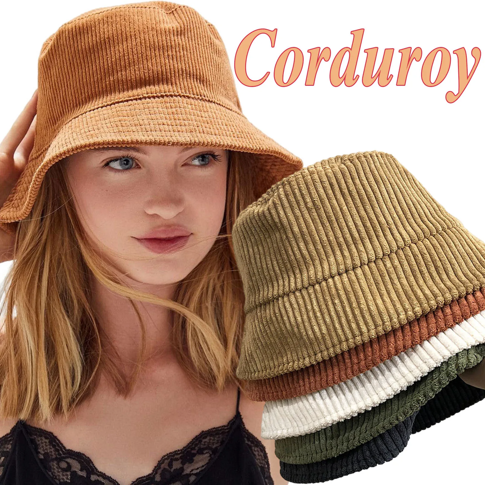 

Fashion Corduroy Candy Color Bucket Hats for Men Women Solid Basin Kop Couple Panama Caps Unisex Retro Sun Fisherman Hat Gorro