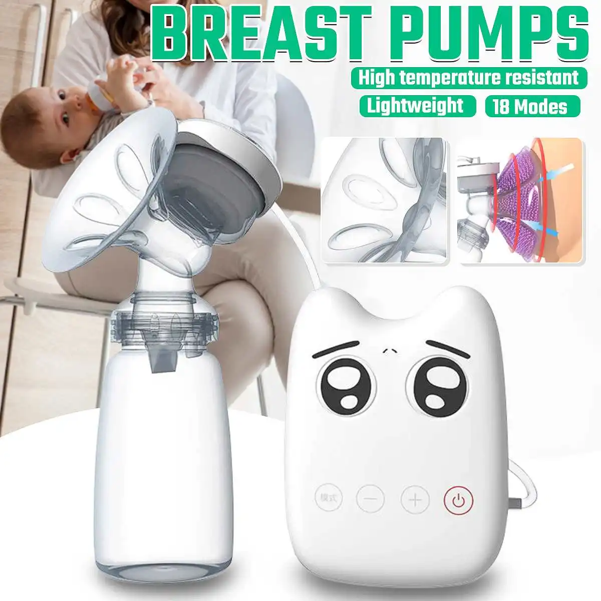 

USB Electric Breast Pump Nipple Bottle Automatic Massage Nipple Suction BPA Free Breast Pumps Baby Breast Feeding Milk Extractor