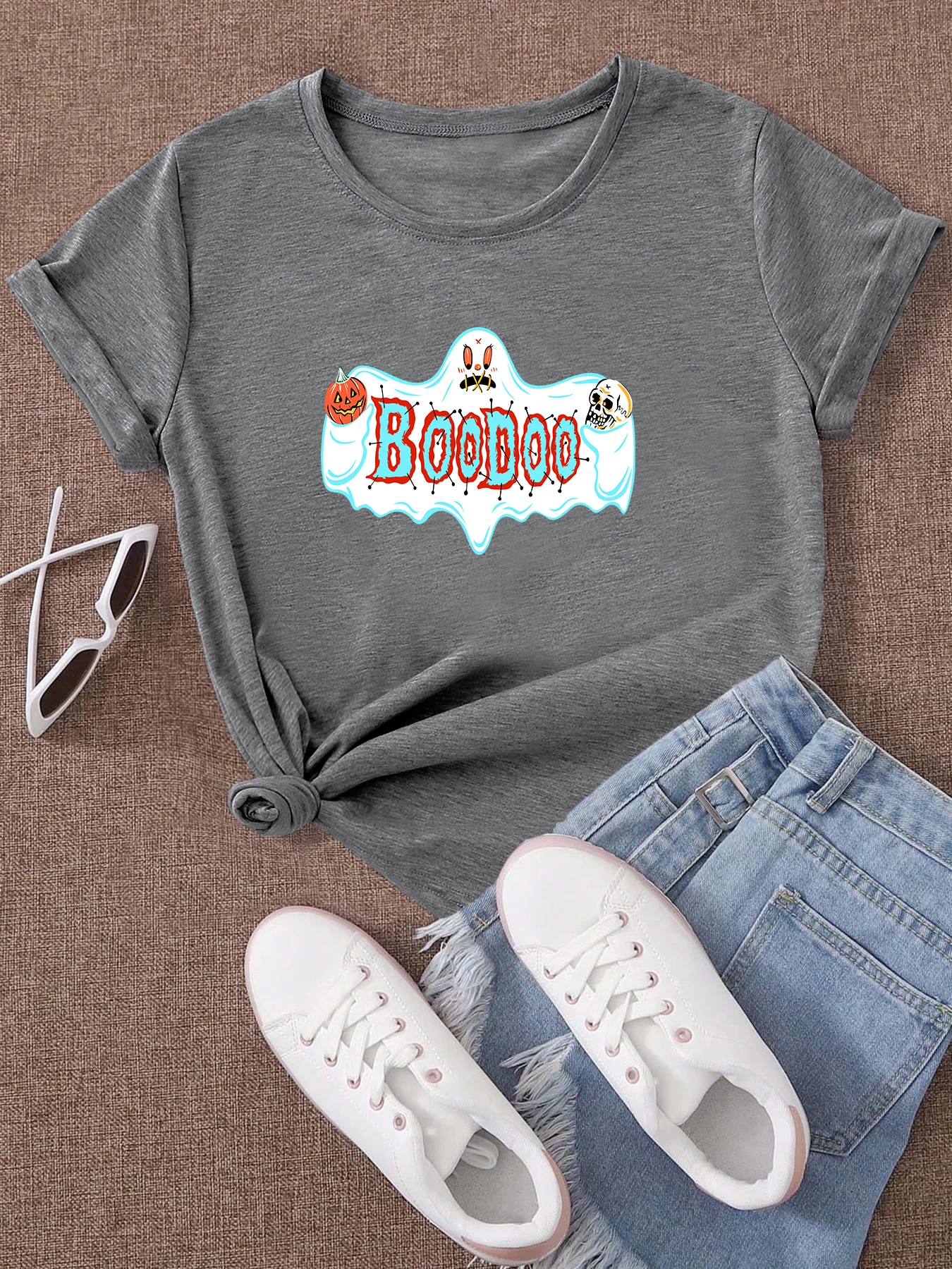 Футболка BOODOO с тыквой черепом призраком Хэллоуин хлопковая Готическая винтажная