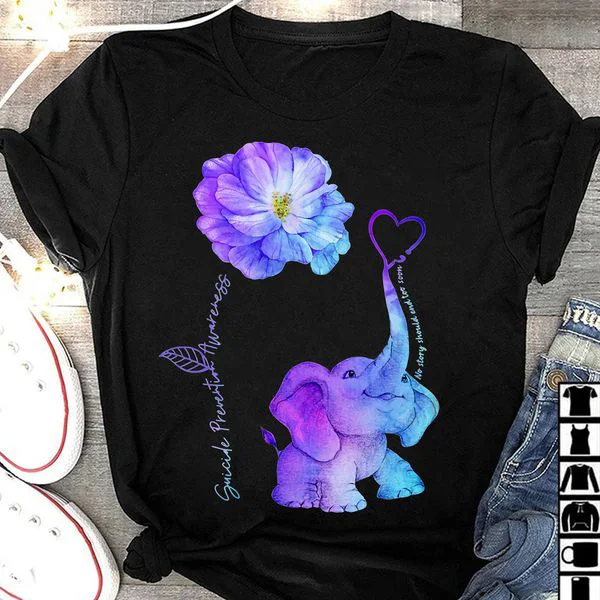 

Suicide Awareness, Suicide Prevention Awareness, No Strong Should And Too Soon, Elephant Awareness Unisex T-shirt