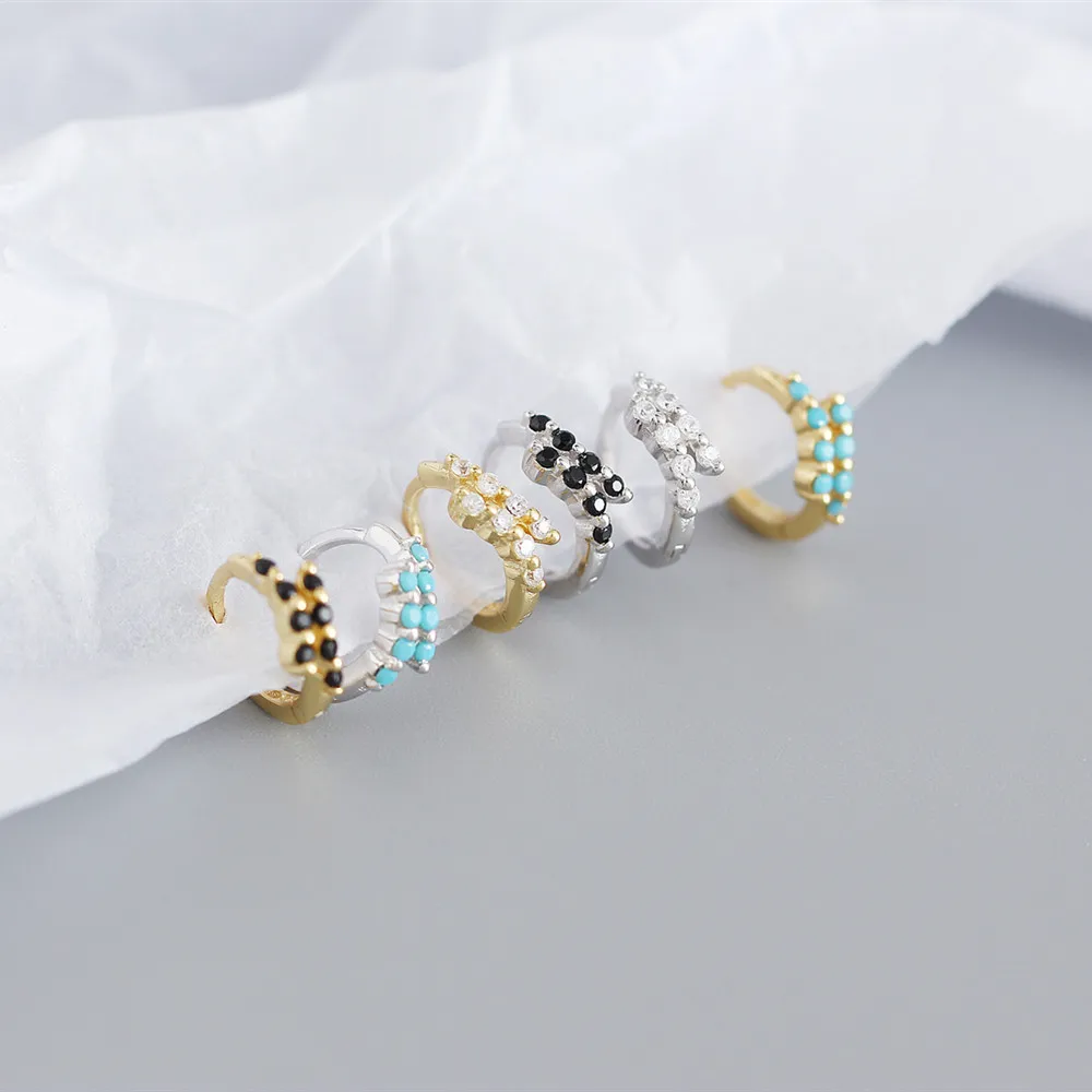 

WPB 925 Sterling Silver Earrings Zircon Diamond Circle Stud Earrings Women's Metal Style Trend Jewelry Office Party Gift Banquet