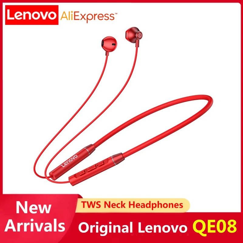 

Original Lenovo QE08 TWS Bluetooth Earphone Dynamic Neckband Headphones HIFI Stereo Sport Headset Waterproof Noise Ruduction Mic