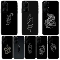 snake simple black phone case for huawei p50 p40 p30 p20 10 9 8 lite e pro plus black etui coque painting hoesjes comic fas