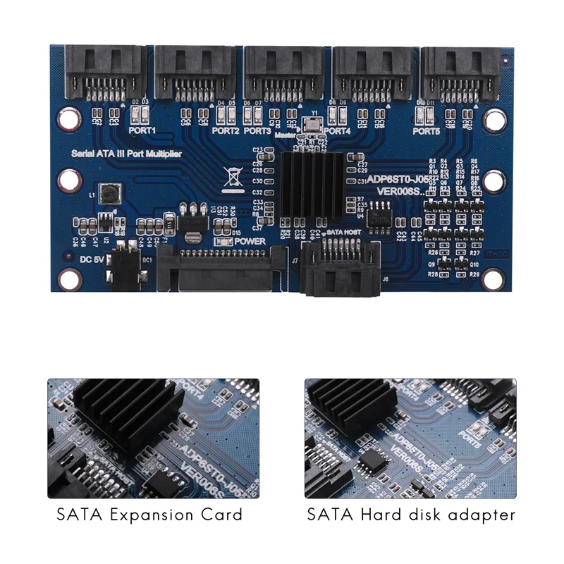 Плата контроллера материнская плата Sata расширения от 1 до 5 портов Sata3.0 6 Гбит/с