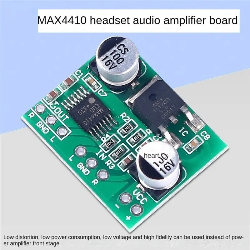 Фото Плата усилителя для наушников HFES MAX4410, двухканальная, 2X80 мВт, низкопотребляющая аудиоплата предусилителя, DC3V-12V №5