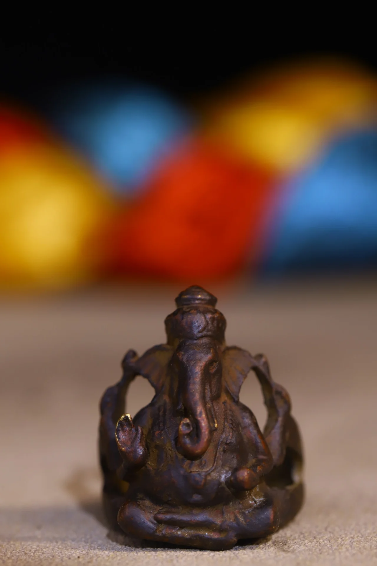 

1"Tibetan Temple Collection Old Bronze Ganesha Elephant Trunked God of Wealth Ring Amulet Dharma Worship Hall Town house
