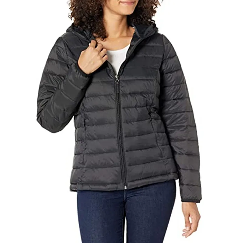 Women's Lightweight Long-Sleeve Full-Zip Water-Resistant Packable Hooded Puffer Jacket