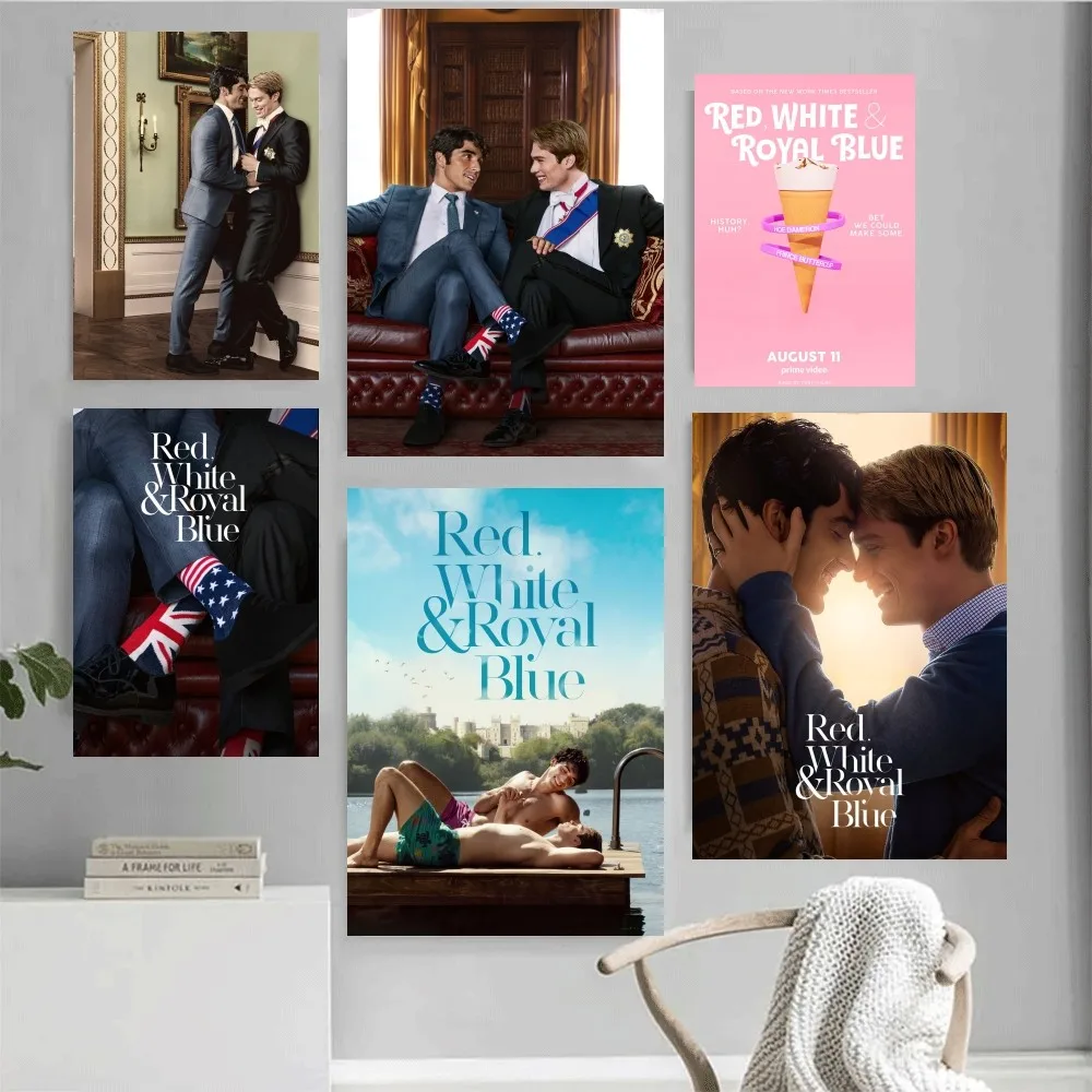 

Популярный кинопостер красного, белого и Королевского синего цветов, настенный постер для дома, офиса, спальни, гостиной, кухни, картина для украшения